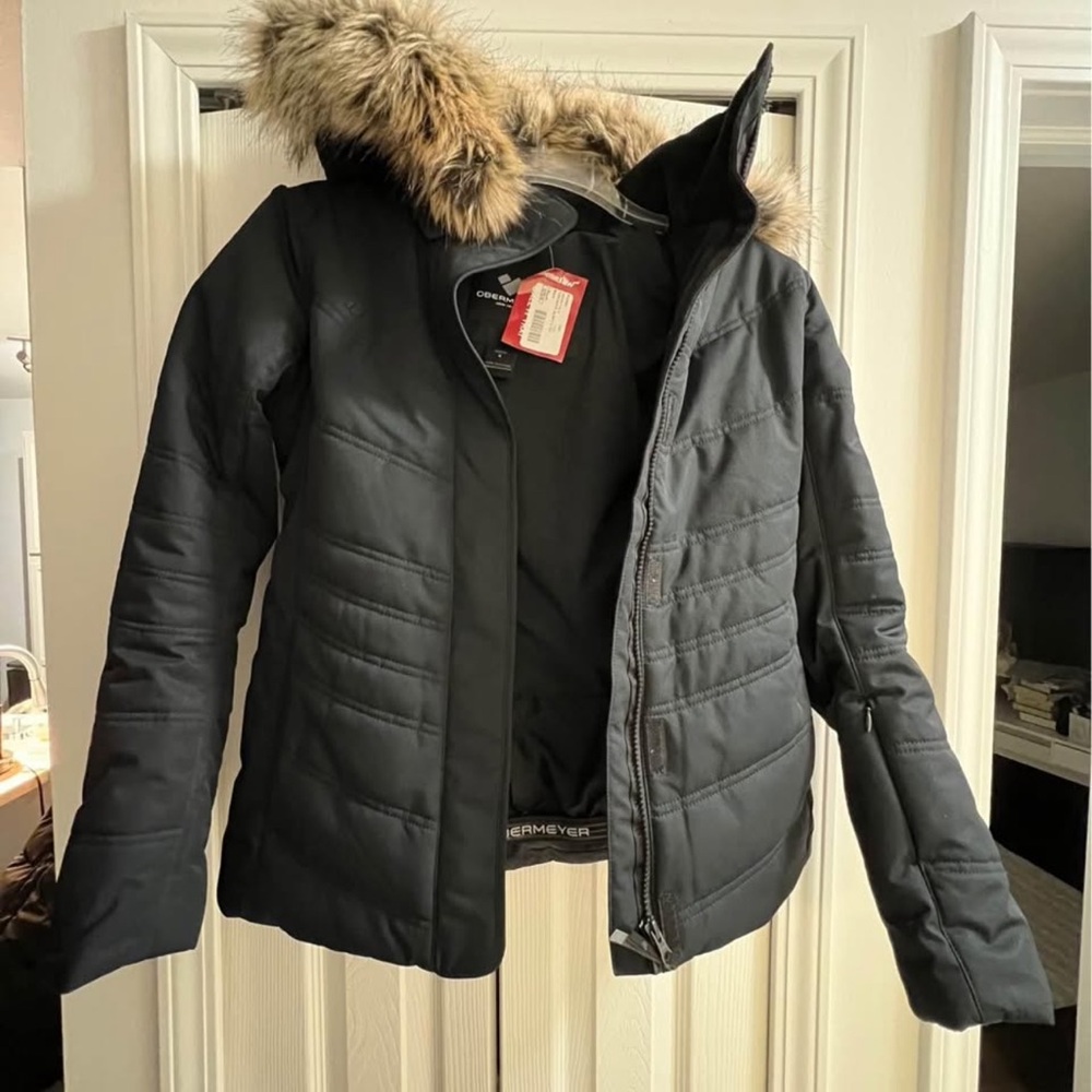 Obermeyer Black Ski Jacket with Faux Fur Hood